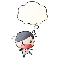 cartoon shocked man and thought bubble in smooth gradient style