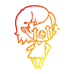 warm gradient line drawing cartoon crying vampire girl