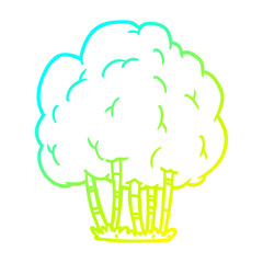 cold gradient line drawing Cartoon tree