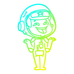 cold gradient line drawing cartoon laughing astronaut