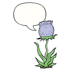 cartoon wild flower and speech bubble