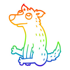 rainbow gradient line drawing cartoon dog sitting