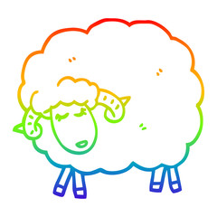 rainbow gradient line drawing cartoon black sheep
