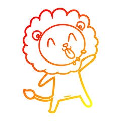 warm gradient line drawing happy cartoon lion