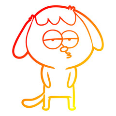 warm gradient line drawing cartoon tired dog