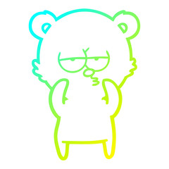 cold gradient line drawing bored bear cartoon
