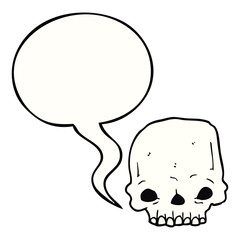 cartoon spooky skull and speech bubble