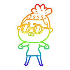 rainbow gradient line drawing cartoon annoyed woman