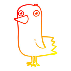 warm gradient line drawing cartoon bird
