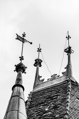 Obraz premium Szeki Palace in Cluj-Napoca, Transylvania, Romania exterior detail, black and white photography