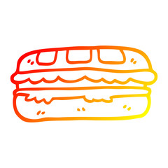 warm gradient line drawing cartoon tasty sandwich