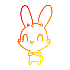 warm gradient line drawing cute cartoon rabbit