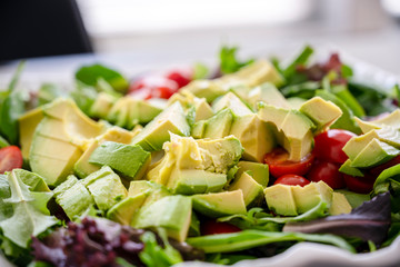 Rich in vitamins and fiber vegetable salad with avocado necessary for the body every day
