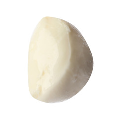 Piece of mozzarella cheese isolated on white