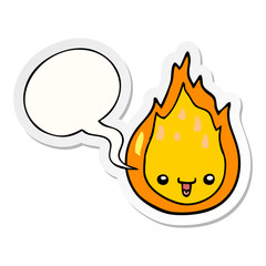 cartoon flame and speech bubble sticker