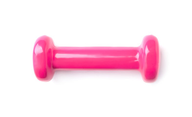 Color dumbbell on white background. Home fitness