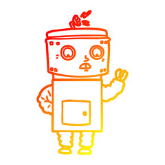 warm gradient line drawing cartoon robot