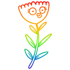 rainbow gradient line drawing cartoon flower dancing