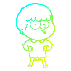 cold gradient line drawing cartoon curious boy