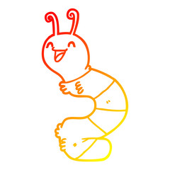 warm gradient line drawing cartoon happy caterpillar