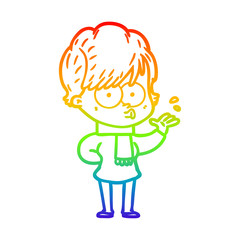 rainbow gradient line drawing cartoon woman