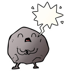 cartoon rock and speech bubble in smooth gradient style