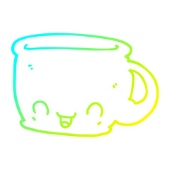 cold gradient line drawing cartoon cup of coffee