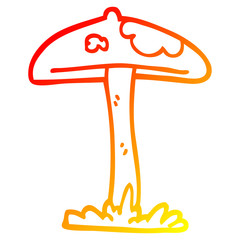 warm gradient line drawing cartoon mushroom