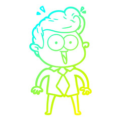 cold gradient line drawing cartoon staring man