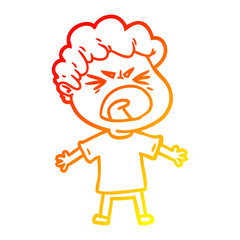 warm gradient line drawing cartoon furious man