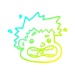 cold gradient line drawing cartoon frightened face