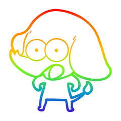 rainbow gradient line drawing cute cartoon elephant