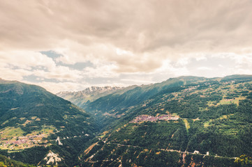 Fototapeta na wymiar Beautiful summer landscape of alpine valley in canton of Valais, Switzerland