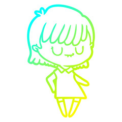 cold gradient line drawing cartoon woman