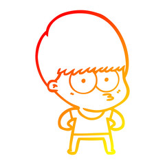 warm gradient line drawing curious cartoon boy