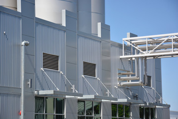 Industrial building against blue sky