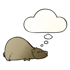 cartoon bear and thought bubble in smooth gradient style