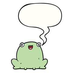 cute cartoon frog and speech bubble