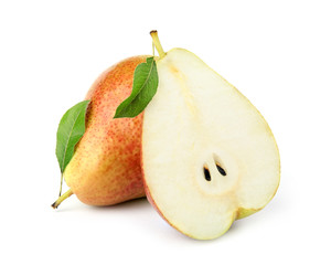 Fresh ripe juicy pears isolated on white