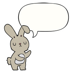 cute cartoon rabbit and speech bubble