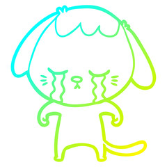 cold gradient line drawing cartoon crying dog