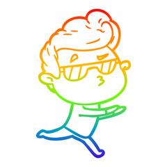 rainbow gradient line drawing cartoon cool guy