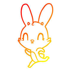 warm gradient line drawing cute cartoon rabbit