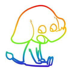rainbow gradient line drawing cute cartoon elephant