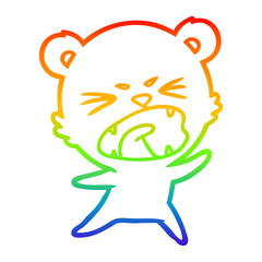 Obraz premium rainbow gradient line drawing angry cartoon bear