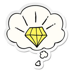 cartoon tattoo diamond and thought bubble as a printed sticker