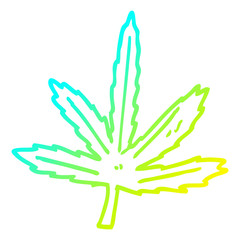 cold gradient line drawing cartoon marijuana leaf