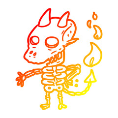 warm gradient line drawing spooky skeleton demon