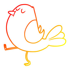 warm gradient line drawing cartoon bird