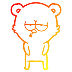 warm gradient line drawing bored polar bear cartoon